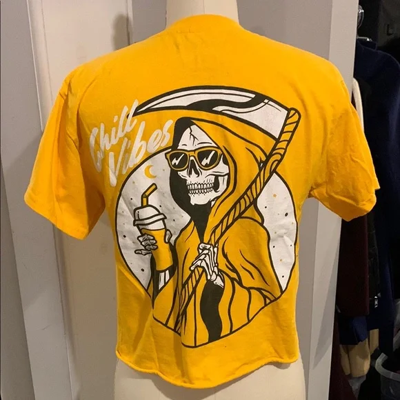Grim Reaper “Chill Vibes” Cut Tshirt - Picture 4 of 5